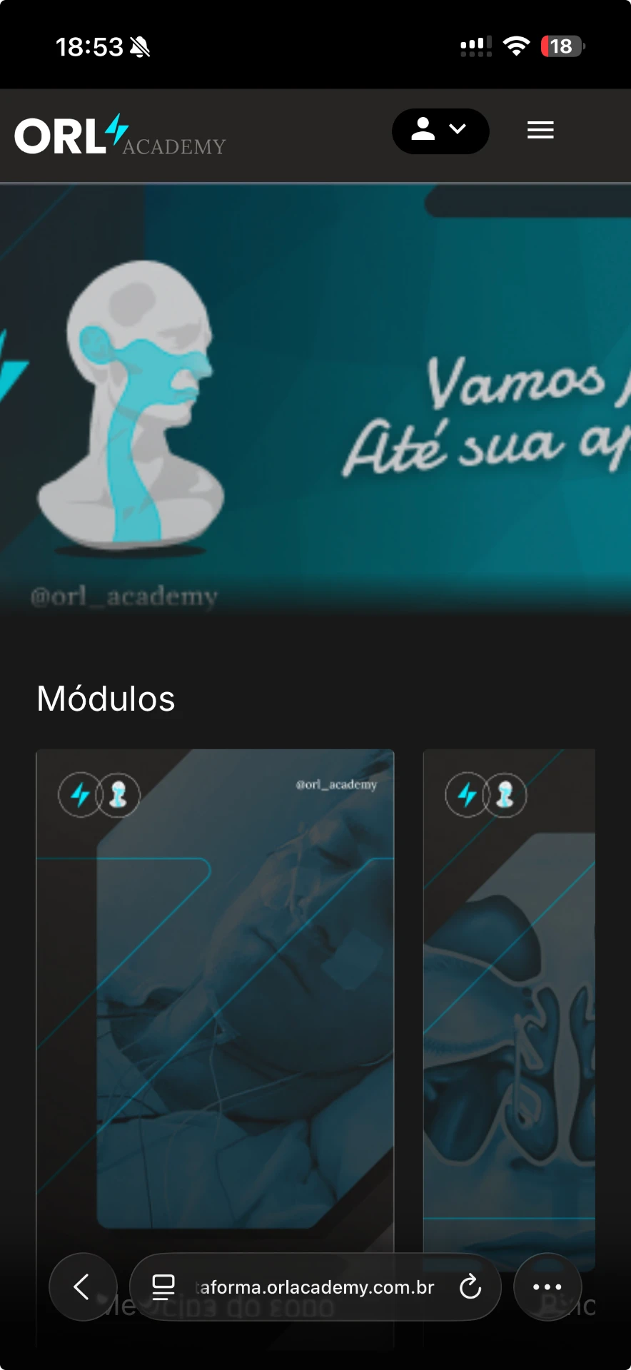 App ORL Academy em um celular